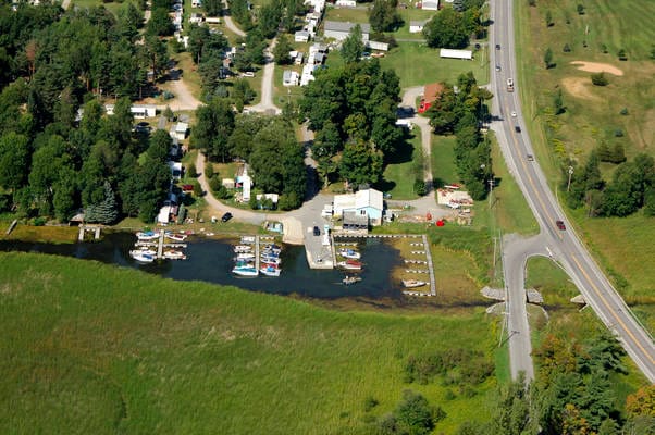 Aerial view of marina boats
