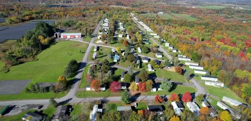 Aerial view of mobile home park